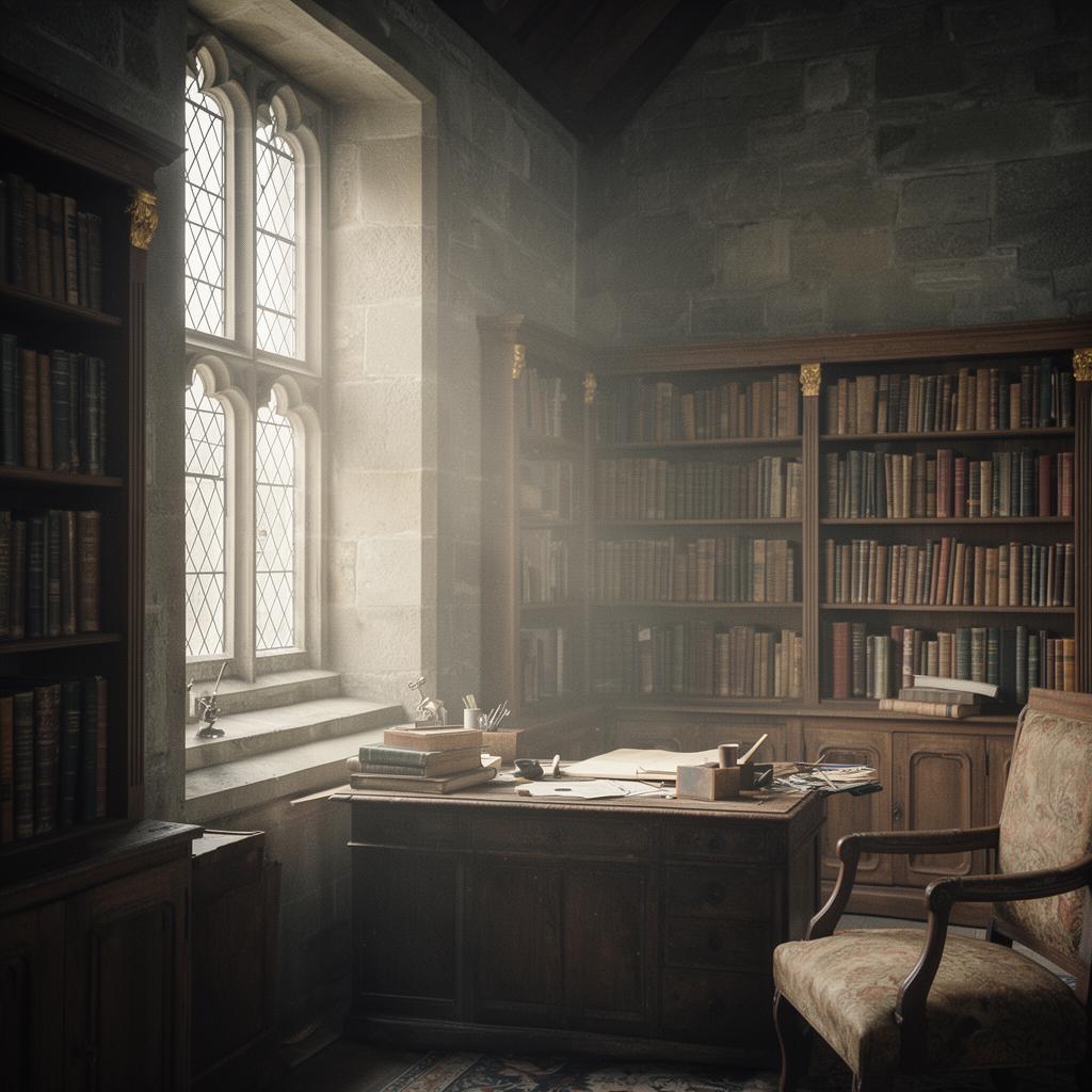 A quiet library of books — intellectual rigor and depth